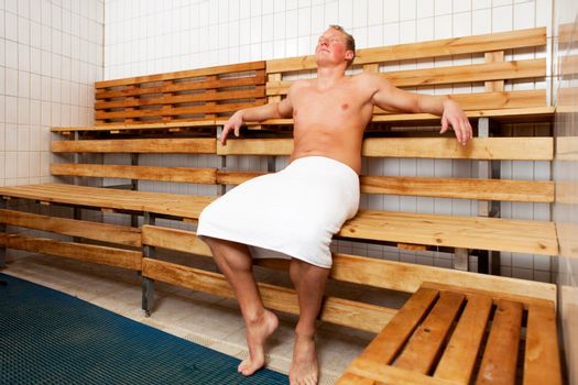 a man inside a sauna