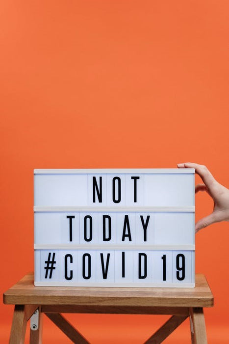 A box that says, ‘NOT TODAY #COVID19’