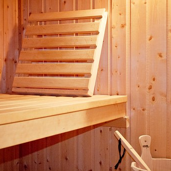 a wooden sauna