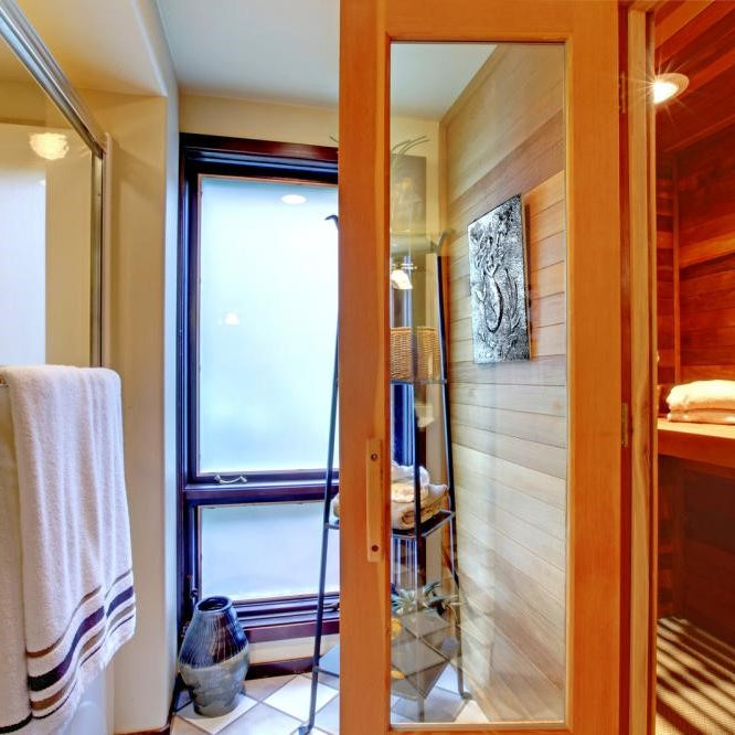 A home sauna in the master bathroom.
