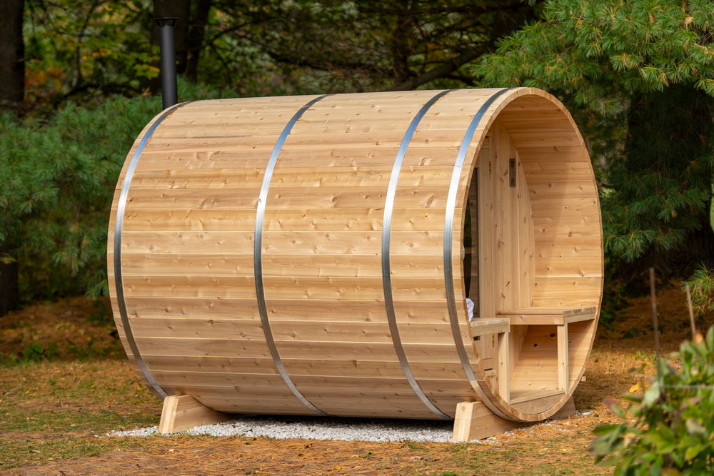 Canadian Timber Serenity 2-4 Person White Cedar Barrel Traditional Sauna