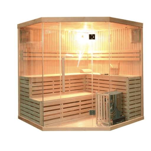 Canadian Hemlock Indoor Wet Dry Sauna - 6 kW ETL Certified Heater - 5 to 6 Person - USA Health and Wellness-- Manzo Pelletier Holdings LLC